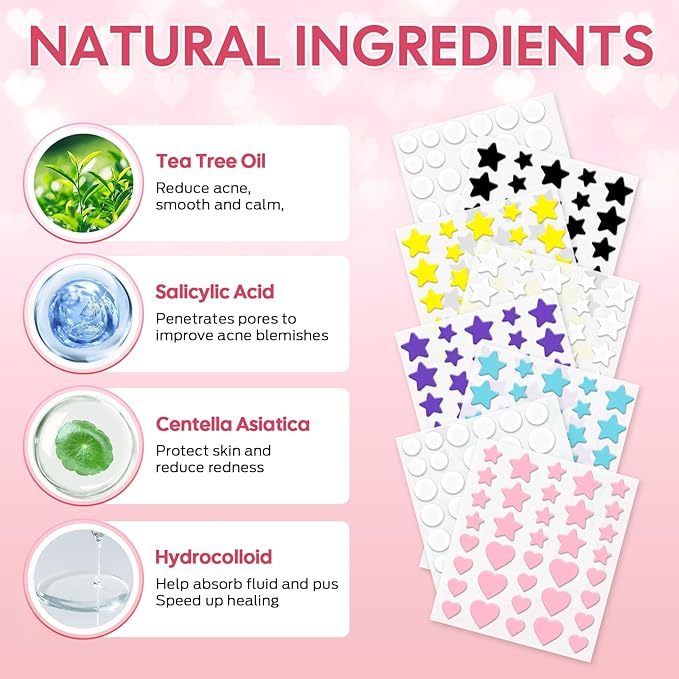 Pimple Patches Thin Pimple Patches for Face Acne patches Acne Treatment for All Skin Types Unscented Vegan & Cruelty Free Hydrocolloid & Tea Tree Formula for Blemishes Redness & Pore Treatment