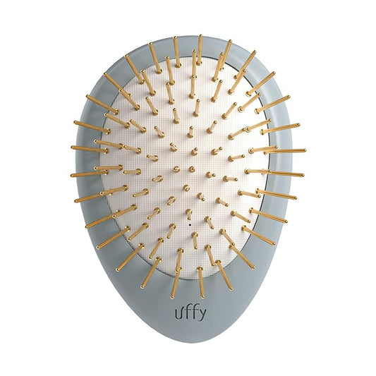 Uffy Acubrusher – 24K Gold-Plated Gua Sha Hair Brush - Ergonomic Scalp Massager for Dandruff & Hair Growth, Suitable for All Hair Types - Ideal Gift for Mom in Sky Blue