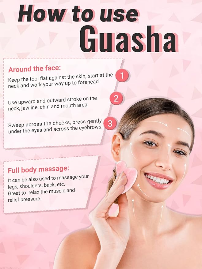 Gua Sha Face Roller Tools: Jade Roller Facial Tools for Skin Care - Facial Massager for Face, Eyes, Neck, Relieve Fine Lines and Wrinkles