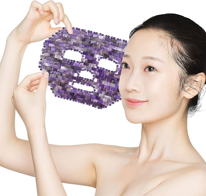 ideayard Jade Facial Mask｜100% All Natural Jade Sleep Mask｜Diminish Puffiness｜Soothe Eye Fatigue (Purple)