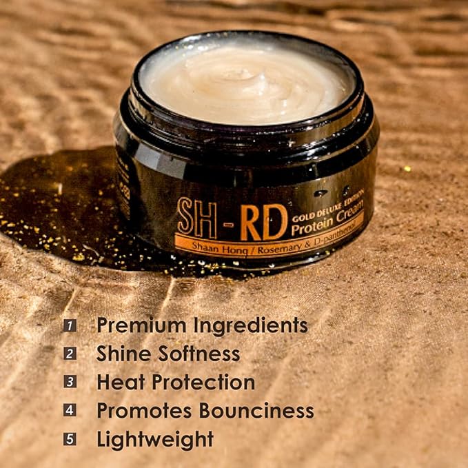 SH-RD Protein Cream Gold Deluxe Edition | Deep Conditioner for Dry Damaged Hair | Leave-In Hair Protein w/Rosemary & Gold Leaf | Repair Split Ends, Promote Shine - 2.71oz/80ml