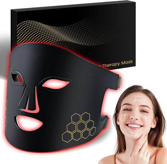 Red Light Therapy for Face, Infrared LED Face Mask Light Therapy 4 Light Waves with 850nm Near Infrared, Portable Rechargeable Red Light Therapy Mask Skincare Device for Facial Rejuvenation