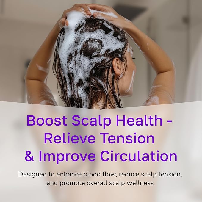 Silicone Scalp Scrubber - Massage Shampoo Brush, Soft Bristles for Hair Growth & Dandruff Removal - Ergonomic Design, Wet & Dry Use, Deep Cleansing Scalp Exfoliator for All Hair Types - Purple