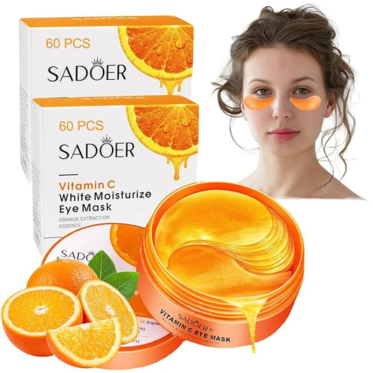 Vitamin C Eye Patches 2-Pack 120 PCS, Improving Skin Tone, Reducing Dark Circles and Refreshing, Collagen Eye Mask for Puffy Eyes, Suitable for Both Men and Women