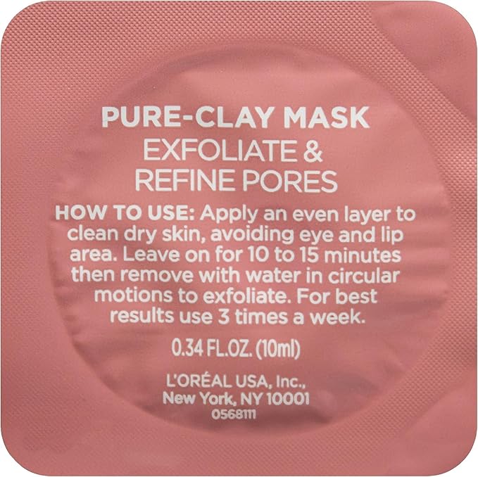 L'Oréal Paris Skincare Pure-Clay Face Mask Trial Size Set, Includes 3 Different Face Masks Made With Charcoal, Red Algae and Eucalyptus, Set