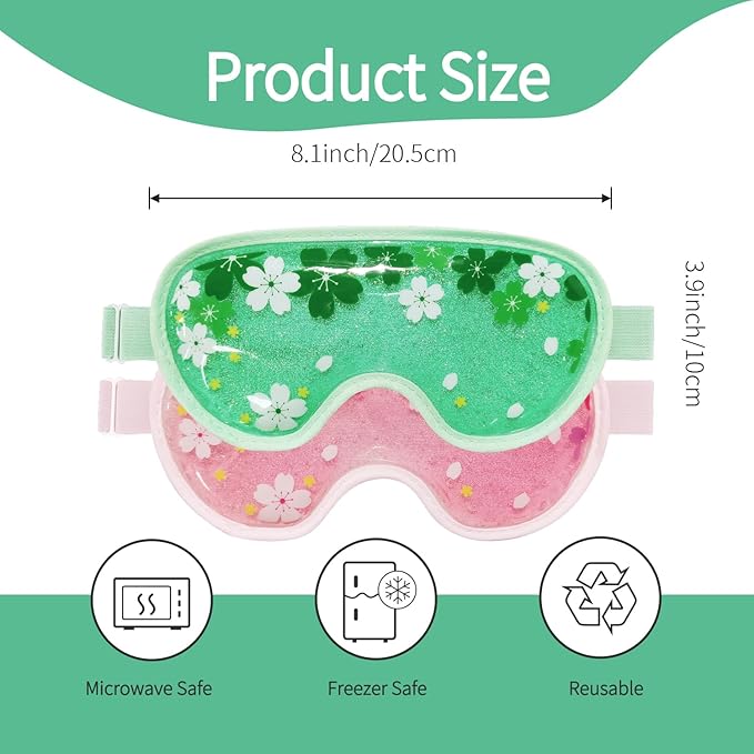 ZNCUETD Ice Eye Mask Gel - 2 Packs Reusable Cold Compress for Dark Circles, Puffiness, Dry Eyes, Migraine, Stress Relief - Cooling Ice Pack