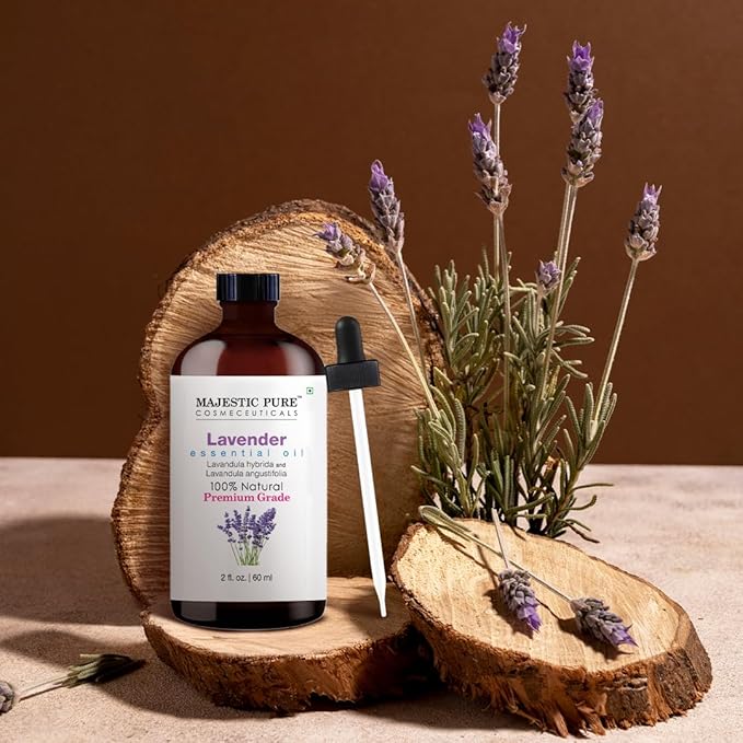 MAJESTIC PURE Lavender Essential Oil | 100% Pure and Natural Oil | Premium Grade Essential Oils for Hair Care, Home Diffusers, Skin, Aromatherapy, Massage and Humidifiers | 2 Fl Oz