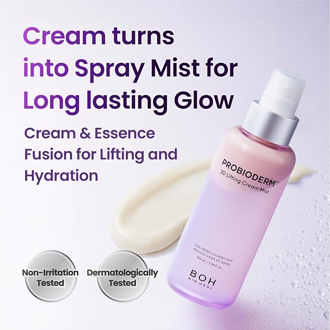 Probioderm 3D Lifting Cream + Cream Mist | Advanced Korean Anti-Aging Probiotic Facial Skincare with 17-Peptide Complex & Patented Probioderm for Wrinkles on Face and Neck