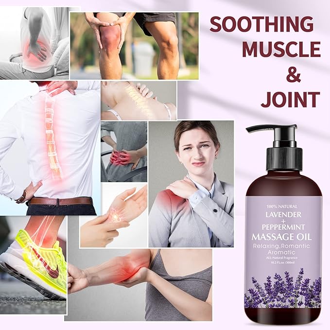 Lavender Massage Oil for Calming, Soothing and Relaxing Muscles Massage Oil for Massage Ideal Body Oil for Skin Moisturizing for Men and Women