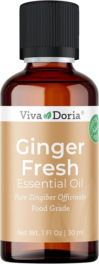 Viva Doria Ginger Essential Oil, 100% Pure Natural, Fresh Ginger Essential Oil, Undiluted, for Aromatherapy | Food Grade, 30 mL (1 Fluid Ounce)