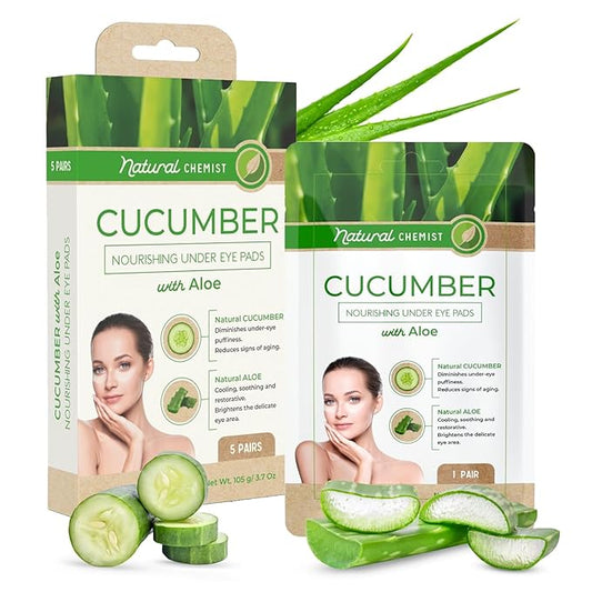 Cucumber & Aloe Under Eye Patches - Cooling, Reduces Puffiness, Anti-Aging, Hydrating, Dermatologist Tested, Cruelty Free Korean Skin Care For All Skin Types - 5 Pairs