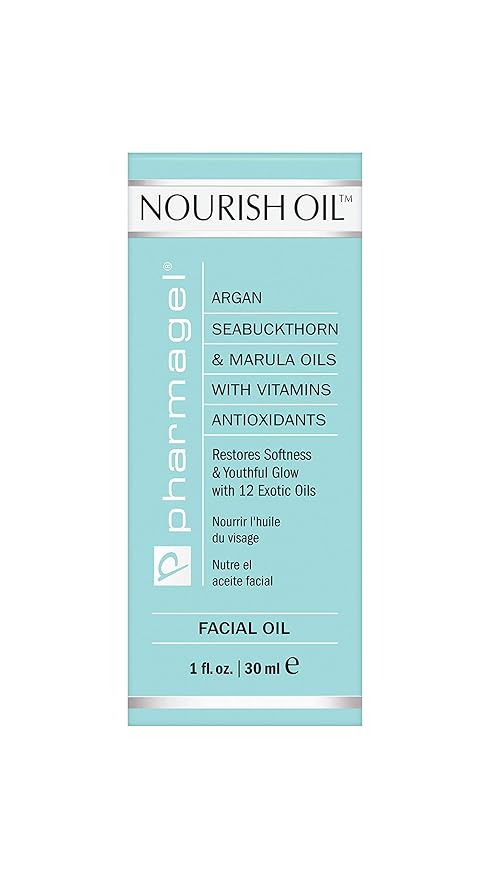 Pharmagel Nourish Facial Oil | Anti Aging Face Oil with 12 Exotic Oils including Avocado and Rosemary Seed | Dry Skin Relief | 1.0 fl. oz.