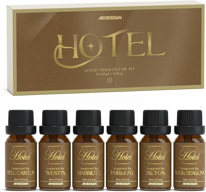 Hotel Diffuser Oils Gift Set - Luxury Hotel Scents Fragrance Oil Set, Essential Oils for Diffuser - Inspired by Ritz Carlton, Westin, Marriott, Fairmont, Hilton, Four Seasons, Gift for Women and Men