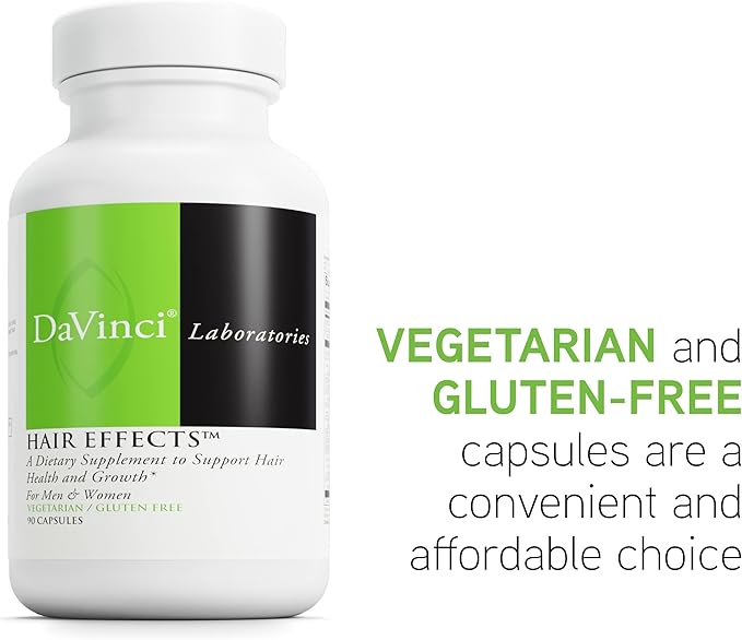 DAVINCI Labs Hair Effects - Dietary Supplement to Support Healthy Hair Growth and Skin* - with Biotin, Zinc, Copper, Saw Palmetto and Grape Seed Extract - Gluten-Free - 90 Vegetarian Capsules