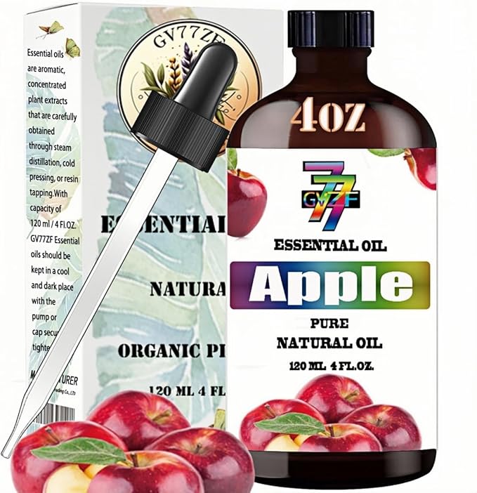 Fresh Apple Essential Oil (4 oz/120 ml) - Fresh Apple Oils Used in diffusers, humidifiers, Home Baths, Cleaning Products, Yoga, DIY Soaps and DIY Scented Candles