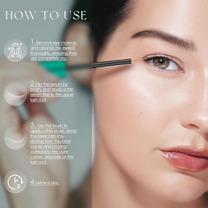 Eyelash Serum:Boost lash length, thickness, and strength with TUDPA's advanced, natural eyelash growth serum. 0.1 Fl. Oz (3 mL)(Green)