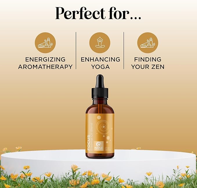 Focus Essential Oil Blend for Diffusers - Citrus and Mint Essential Oils Blend for Energy Focus and Attention Support - Essential Oil for Focus with Aromatherapy Oils for Diffusers and Humidifiers