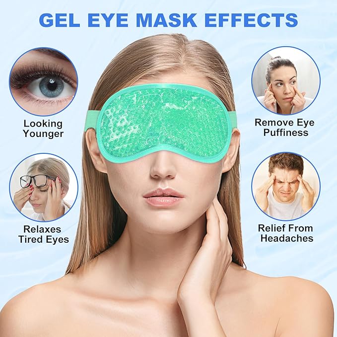 candyfouse 2Pack Cold Cooling Eye Mask, Reusable Hot Colder Therapy Gel Bead with Plush Backing for Puffiness Migraine Stress Relief Skin Care Dry Eyes