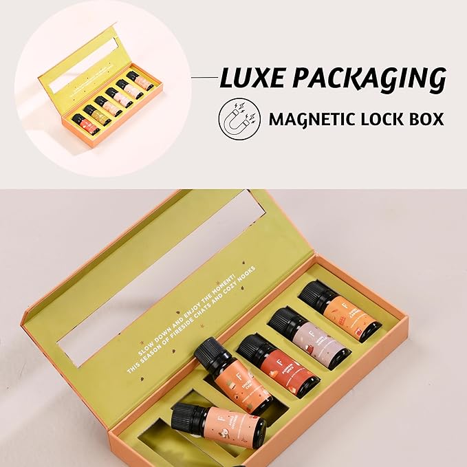 Folkulture Essential Oils for Diffuser Oil | Set of 6 x 0.34 fl oz, 60 ml Fragrance Oil, Diffuser Oils Scents for Home | Fall Fragrance Oils for Moms Gift Basket - Pumpkin Spice, Caramel, Vanilla