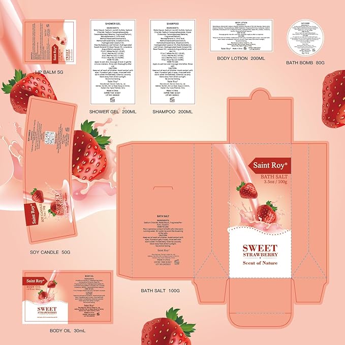 Mother's Day Gifts for Mom SPA Gifts for Her Gift Baskets for Women, Spa Gifts for Mom Strawberry Scent - Rich in Jojoba Oil Shea Butter with Body Lotion, Bath Bomb, Care Package, Birthday Gift