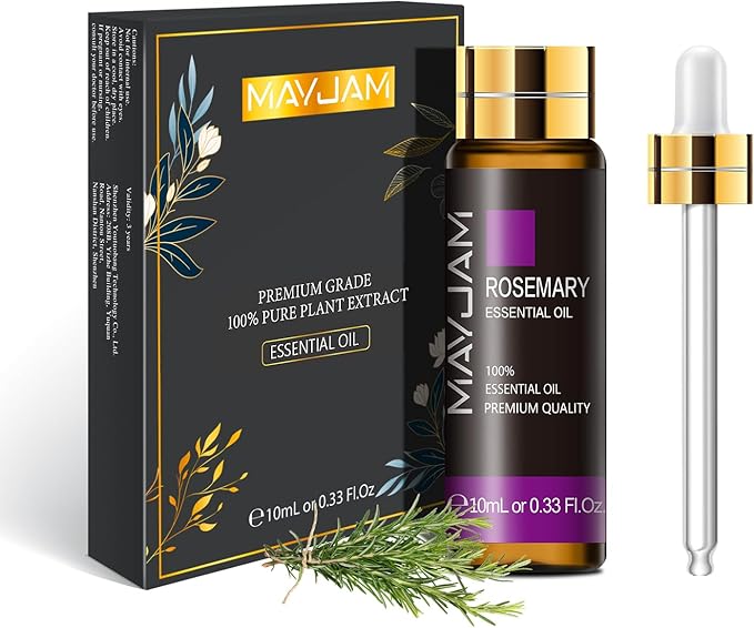 Rosemary Essential Oil 10ML, Pure Essential Oils for Massage, Diffusers, Rosemary Oil for Soap Candle Making (0.33FL.OZ Bottle)