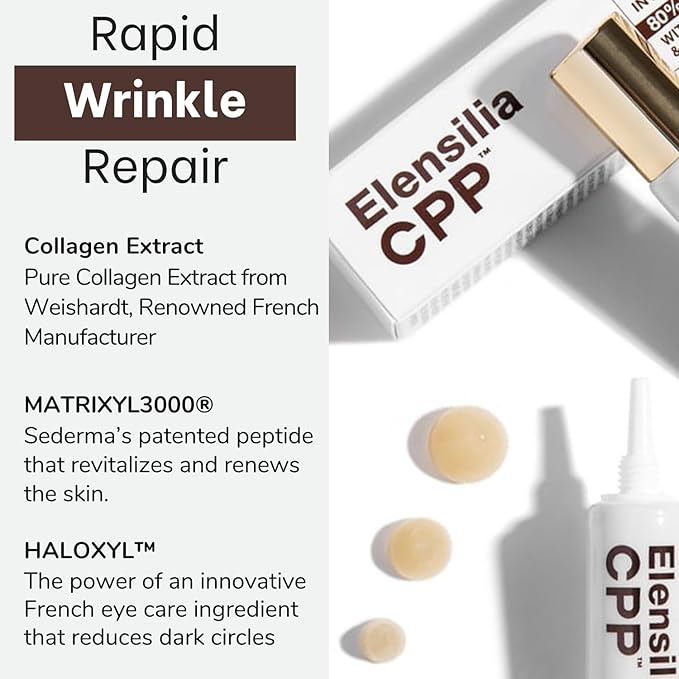 80% Collagen With Gold Peptides Eye Cream - Snail Secretion Filtrate + Matrixyl 3000 + Haloxyl For Wrinkles, Dark Circles, Moisturizer - Korean Skin Care, 0.7 fl.oz