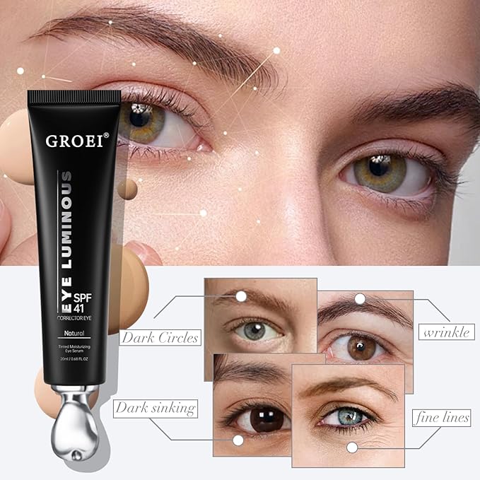 Luminous Eye Corrector Spf 41,Under Eye Concealers For Dark Circles, Luminous Eye Corrector for Puffiness and Bags Under Eyes Corrector, Anti Aging Eye Cream for Women and Men (Natural color)