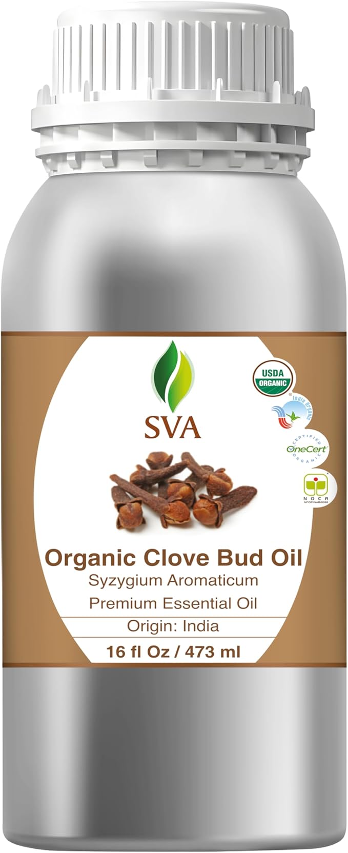 SVA Clove Bud Essential Oil – 16 Fl Oz – 100% Natural Clove Oil - for Diffuser, Hair Care, Face, Skin Care, Aromatherapy, Scalp and Body Massage, Soap and Candle Making