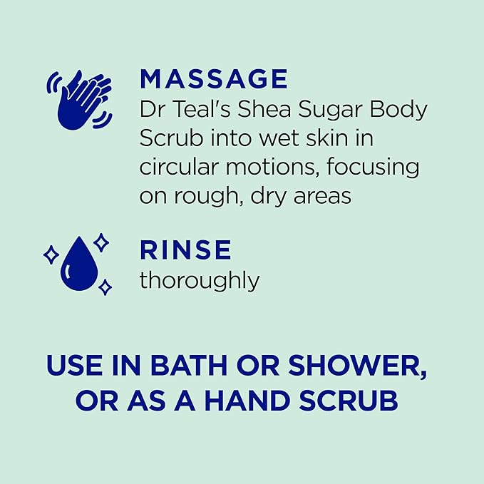 Dr Teal's Shea Sugar Scrub, with Ceramides & Avocado Essential Oil, 19 oz (Pack of 3)