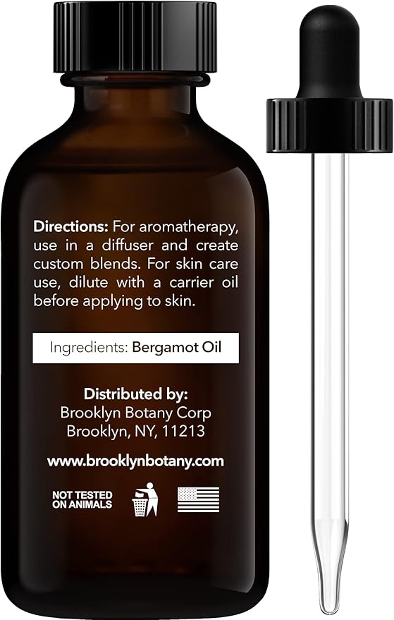 Brooklyn Botany Bergamot Essential Oil – 100% Pure and Natural – Premium Grade Oil with Dropper - for Aromatherapy and Diffuser - 1 Fl Oz