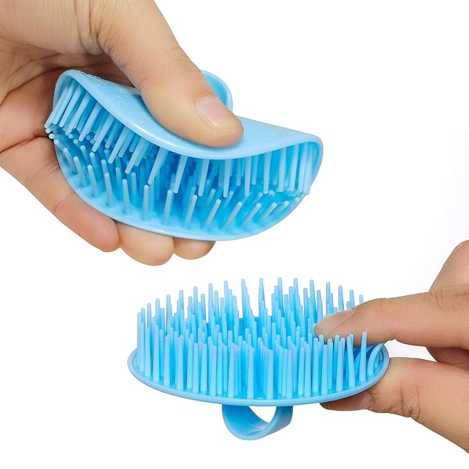 Hair Scalp Exfoliator Brush Dandruff Cleaning Brush, Flexible Scalp Massager Brush, Shower Scalp Shampoo Brush for Home, Office, Travel and Pets.Orange/Green