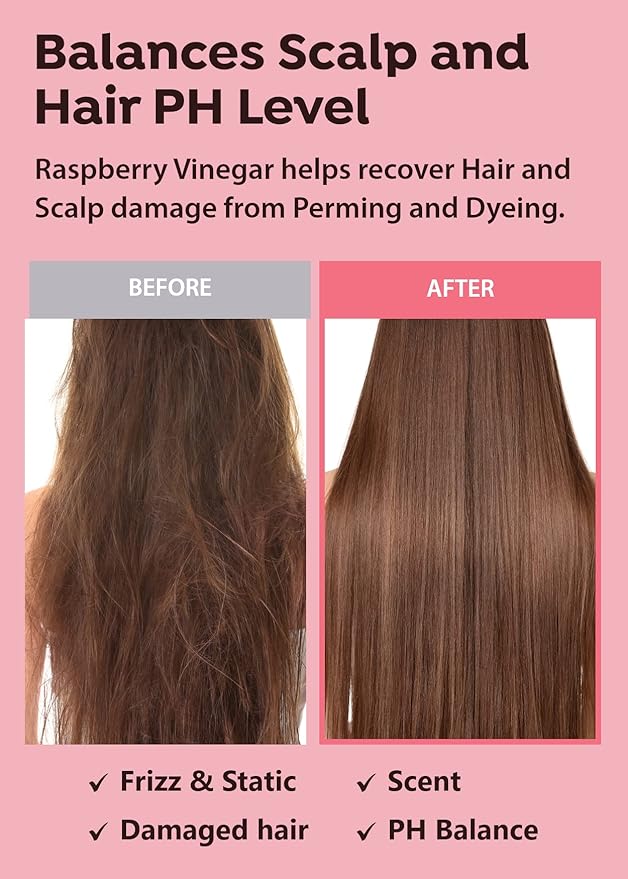 A'PIEU Raspberry Vinegar Hair Care Bundle - Vinegar Rinse 6.76 Fl oz & Mist 3.55 fl oz | Scalp Treatment, pH Balance, Frizz Control | Clarifying, Nourishing, Refreshing