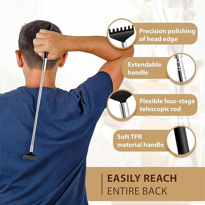 Head Massager 20 Fingers Scalp Massager Head Scratcher, Back Massage Back Scratcher, Stocking Stuffers for Scalp and Body Massage 2 Pack (Silvery)