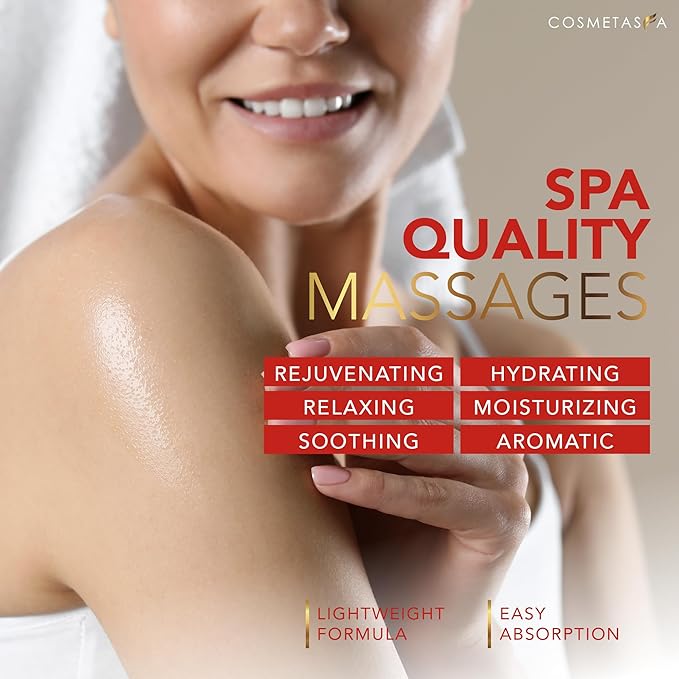 Natural Nourishing Massage Oil with Massage Roller Ball - Therapeutic Citrus & Coconut Massage Oils with Rejuvenating, Hydrating & Aromatic Essential Oils for Dry Skin, Soothes Muscle & Joints 8.8 oz