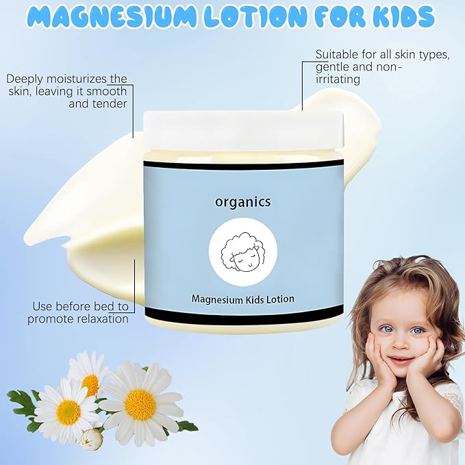Magnesium Lotion for Kids, Junior's Bedtime Lotion, Magnesium Lotions For Sleep,Topical Magnesium Cream & Body Lotion Helps Stay Calm at Bedtime and During The Night(2pcs)