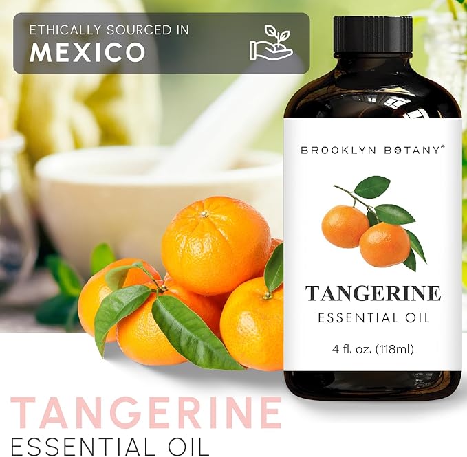Brooklyn Botany Tangerine Essential Oil - Huge 4 Fl Oz - 100% Pure and Natural - Premium Grade with Dropper - for Aromatherapy and Diffuser