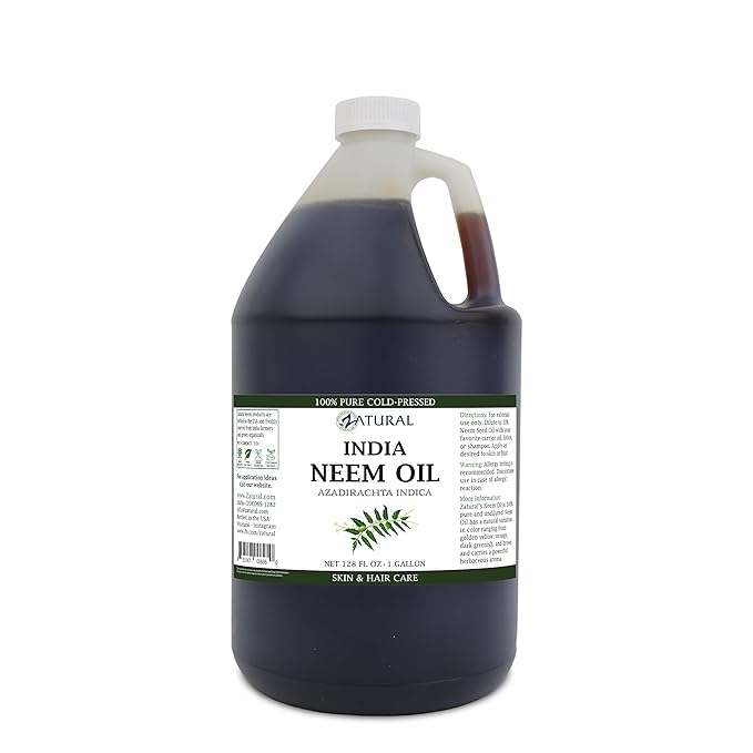 Zatural 100% Pure Neem Oil - Undiluted Cold-Pressed, Uses for Hair, Skin, and Nails, 128 oz