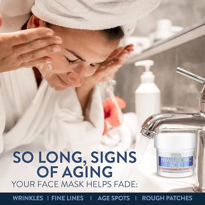 Advanced Clinicals Hyaluronic Acid Gel Facial Mask Skin Care, Brightening, Hydrating Anti Aging Face Mask & Moisturizer Helps Transform Dry Skin W/Collagen, Chamomile, Aloe Vera, 5 Fl Oz (Pack of 2)