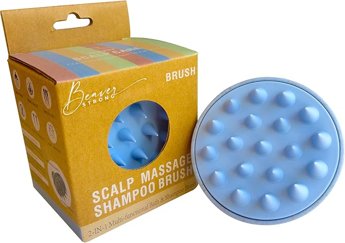 Shampoo Massager Brush, Silicone Scalp Cleanser and Head Scrubber Round Brush for Shower and Hair Care (Blue)