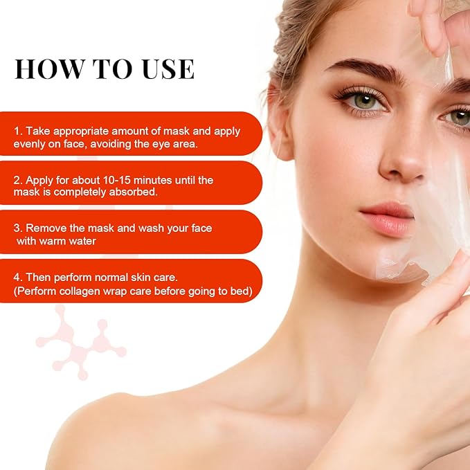 Collagen Wrapping Peel-Off Mask Overnight, Collagen Night Wrapping Face Mask, Hydrates & Firming Face Mask for Moisturizing & Tightening, Glowing Skin