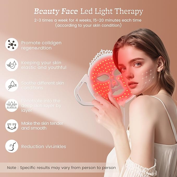 7 Colors Red Light Therapy for Face, Portable Beauty Facial Mask for Skin Tight Smooth, 360PCS LED Face Mask Light Therapy, LED Facial Light Therapy at Home, Red Light Therapy Mask for Women Gifts