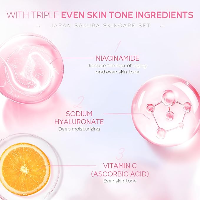 Sakura Skincare Set for Teen Girls, Complete 34PCS Face Care Kit, Christmas Pamper Gift Set for Women & Teenage Girls, Hydrating & Nourishing Travel-Friendly Daily Facial Skincare Routine