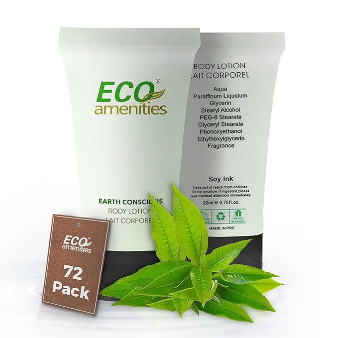 Eco Amenities Travel Size Lotion Bulk - 72 Pack, 22ml (0.75 fl oz) Tubes - Delight Guests with Refreshing Mini Hand Lotion Travel Size Toiletries - Individually Packed for AirBnBs, Hotels, Gyms, Spas