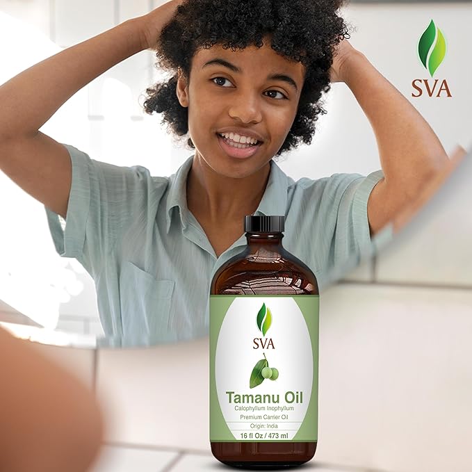 SVA Tamanu Seed Oil - 16 Fl Oz – 100% Natural Cold Pressed Tamanu Oil - for Face, Skin Care, Hair Care, Scalp Massage & Body Massage – Carrier Oil
