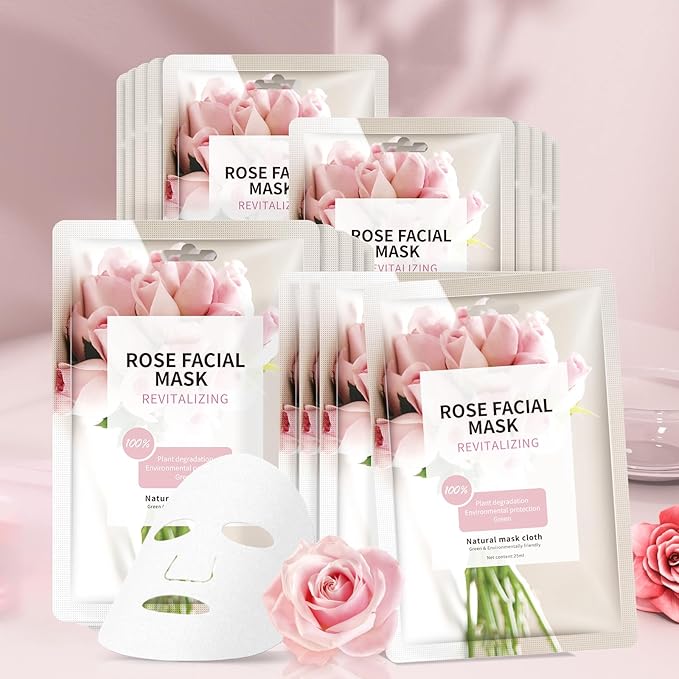 Face Mask Skin Care Anti Aging Facial Mask Sheets Mask Face Masks Beauty Rose Sheet Masks for Face Bulk Face Masks Skincare Facial Masks 10 Sheets