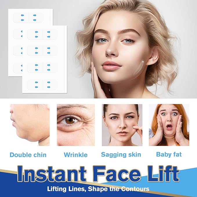 Face Tape, Face Tape Lifting, 180 Pcs Neck Lifting Invisible, Facelift Tapes for Older Women Face Tapes for Lifting Sagging Skin Double Chin Neck Jowls Eyes Facial Wrinkles