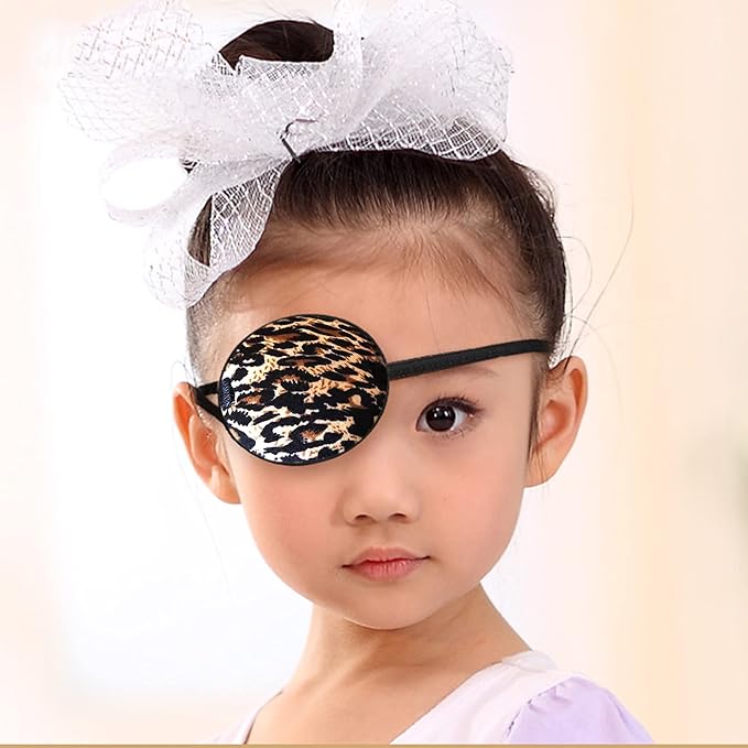 MYUBWTF Black Single Eye Mask, Pirate Skull Crossbone eye patch，Adjustable 3D Eye Patch for Adult and Kid (Leopard grain design)