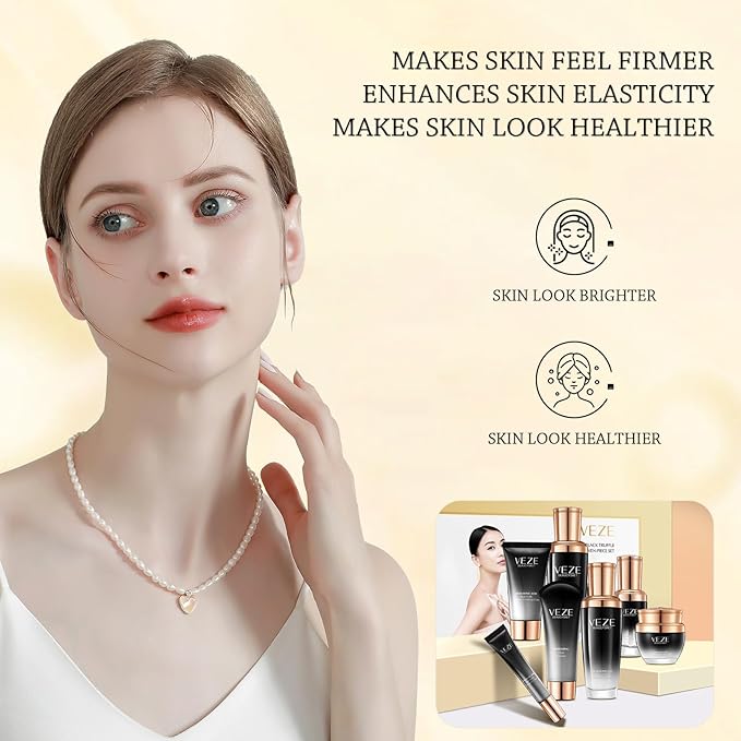 Truffle Anti-Wrinkle Skin Care Large Set Beauty & Personal Care with Cleanser, Toner, Lotion, Essence, Face Cream, Eye Cream Gift Sets Care Package for Women Mother Travel Skincare Kits (7 pcs)