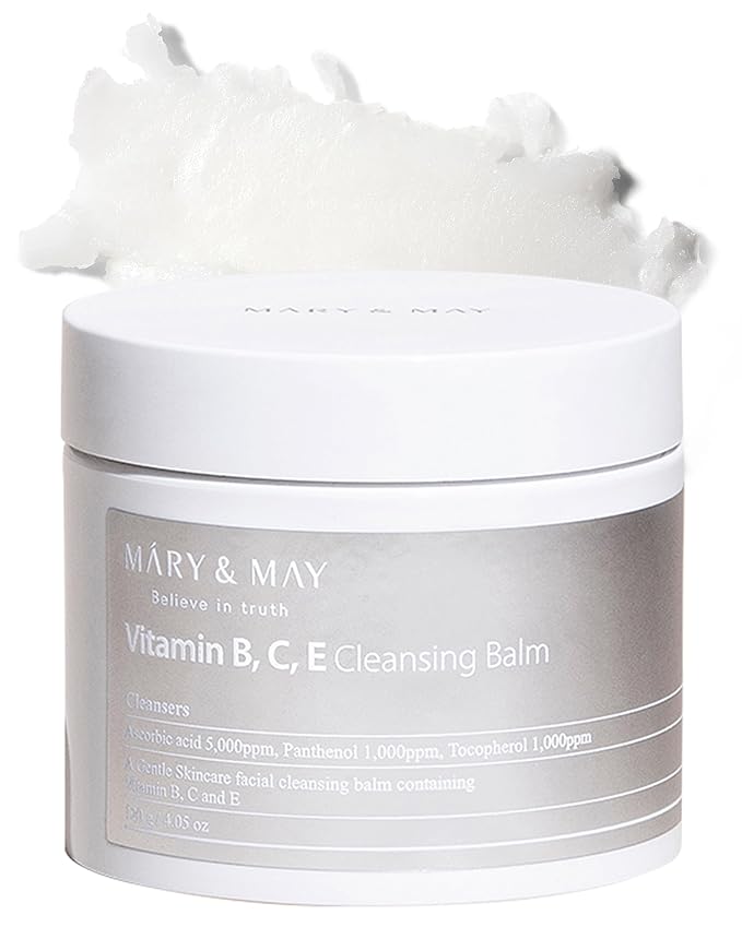 Mary&May Vitamin B, C, E Cleansing Balm - Oil Balm Gentle Makeup Remover and Skin Purifier for Glowing, Clear Skin - Hypoallergenic and Cruelty-Free, EWG ingredients, 4.06oz.