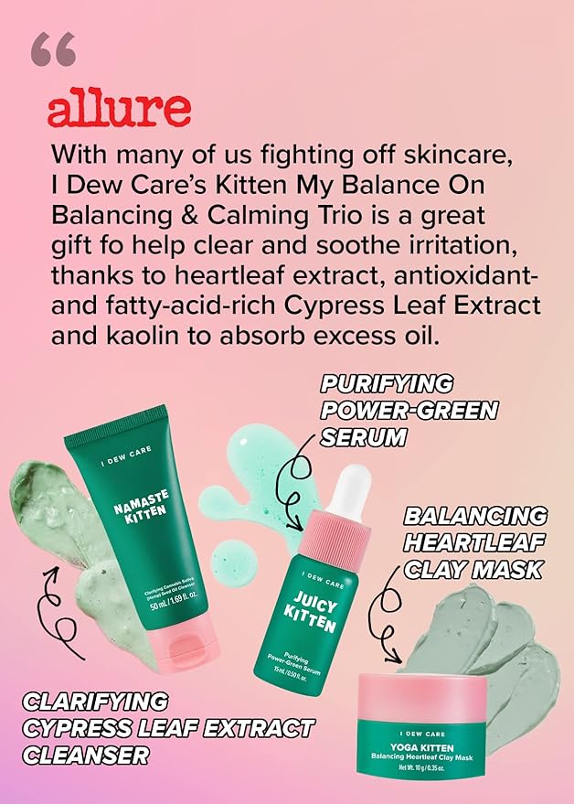 I Dew Care Heartleaf Skincare Set - Kitten My Balance On + Sheet Mask Pack - Let's Do This Sheet, (5 ea) Bundle